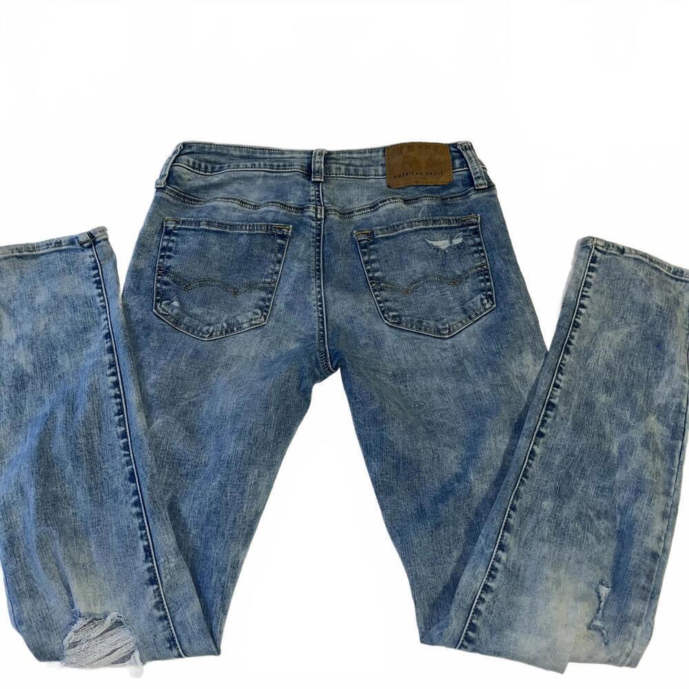 American Eagle Next Level Flex Slim Men’s W28 x L32 Distressed Light Wash Jeans - Picture 8 of 8